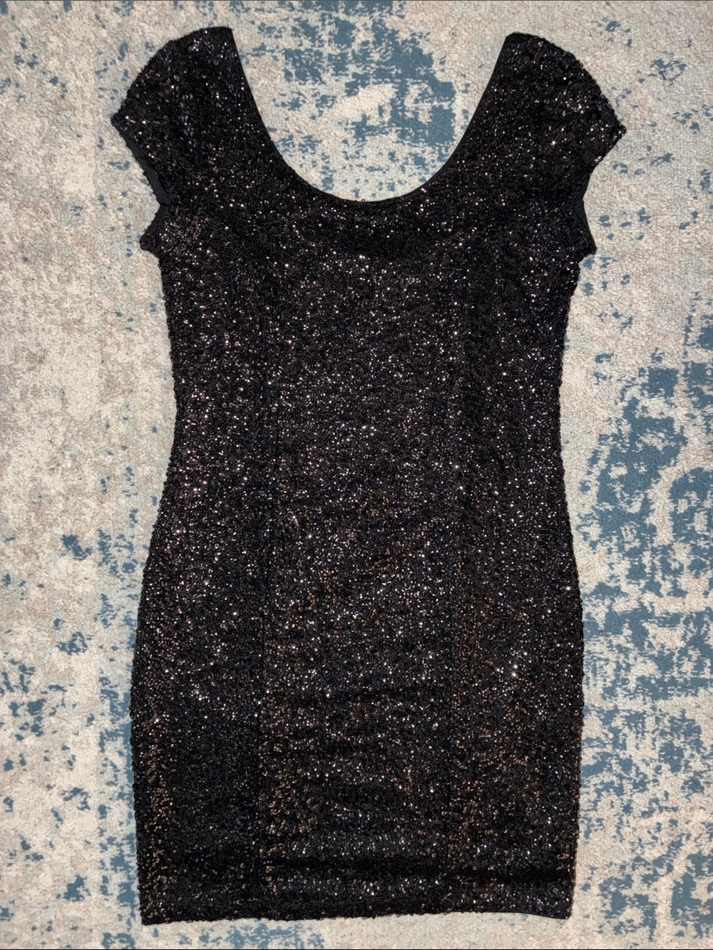 Divided Black Sequin Cocktail Dress